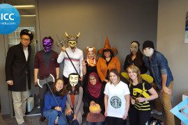 a group of students in Halloween costumes