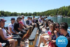 students in a boat for a river ride