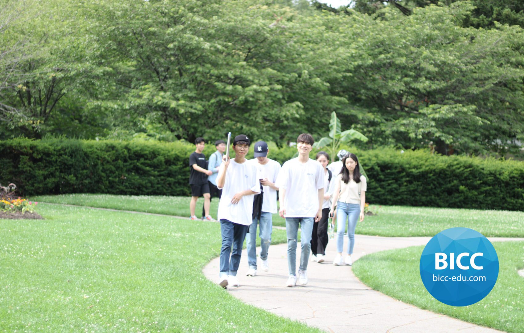 Students walking on the walkway
