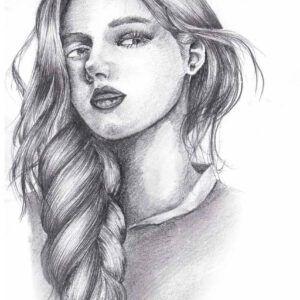 Sketch of a beautiful girl with long hair