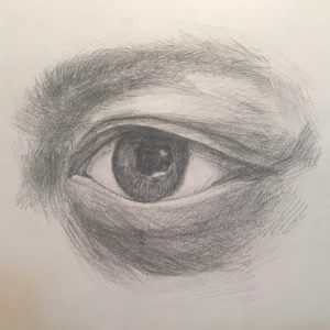 Pencil art of the closeup of an eye