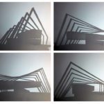 Collage of four shadows on white background