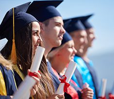 students with degrees at the convocation program