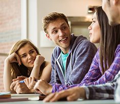 a group of students in a discussion